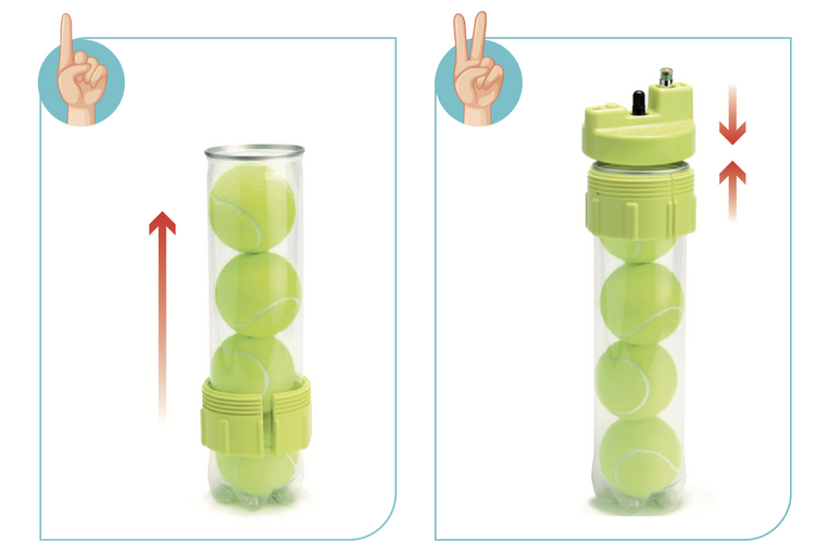 Ball Rescuer – Convierte envases de Pelotas de pádel o Tenis en un Bote  Presurizador de 30 PSI – Adaptable a envases de Tres o Cuatro Bolas (envase  no